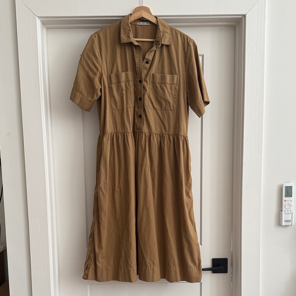 Everlane Tan Midi Button-Up Dress